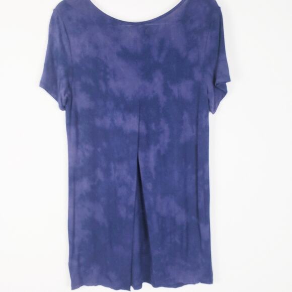 Anthro Silence + Noise Margo Tie Dye Tunic Blue Purple Split back‎ Top Size Med - Picture 5 of 9